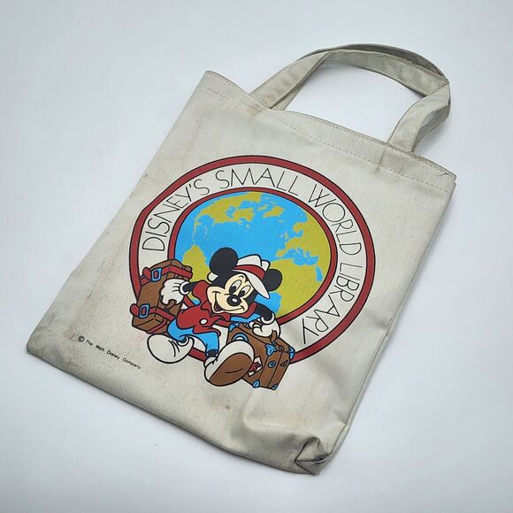 Walt Disney Vintage Small World Library Mickey Mouse Tote Bag - Picture 1 of 6